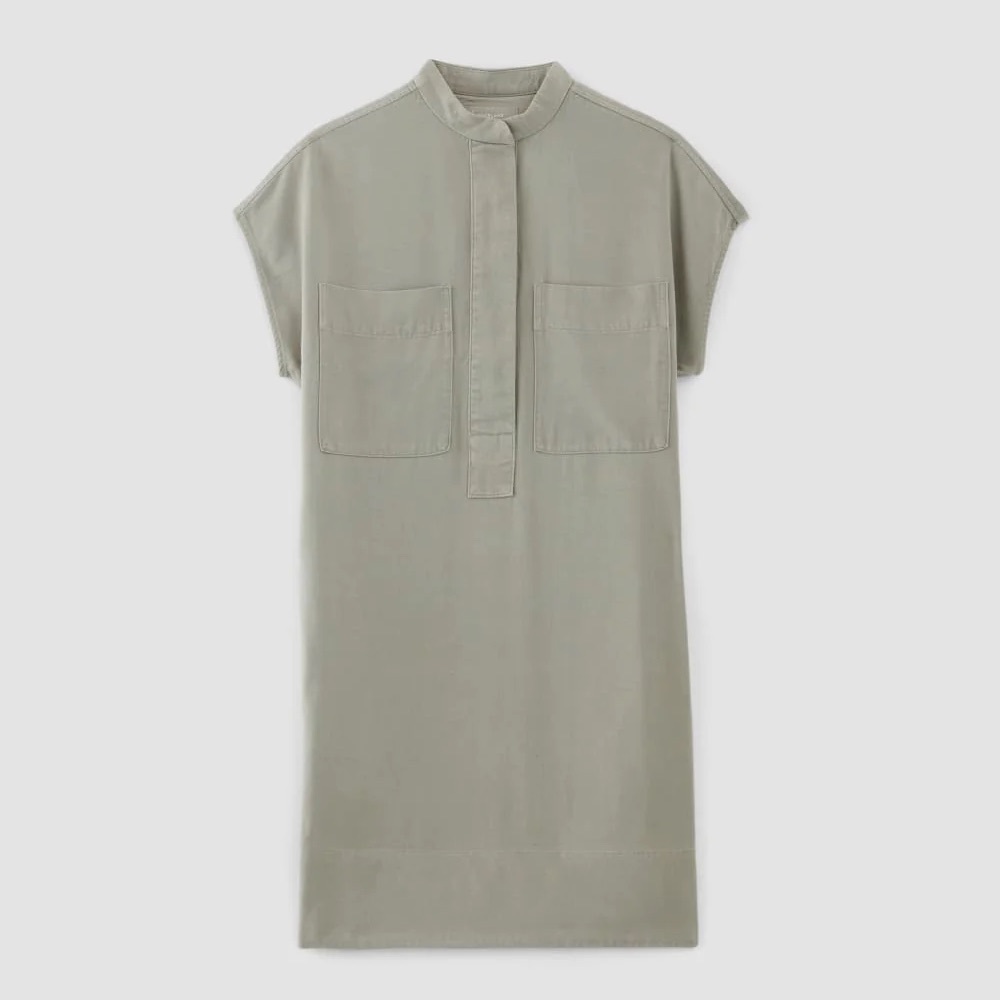 Everlane The Tencel Easy Workwear Dress MIDI Olive Green - Picture 2 of 16